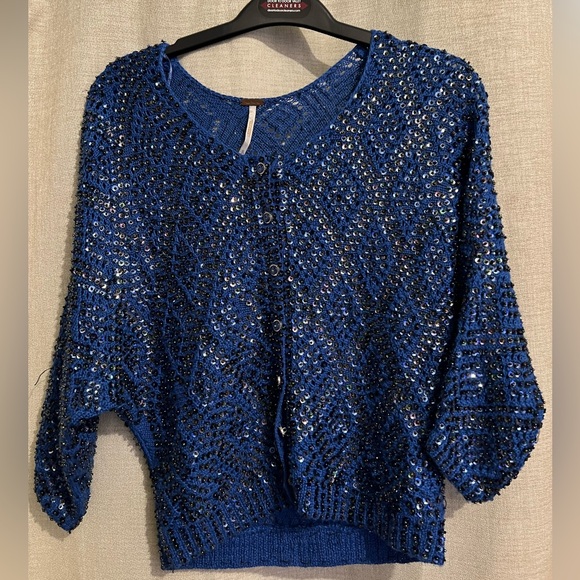 Free People Beaded Sequins Cardigan - Picture 1 of 6